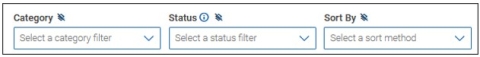 Screenshot of Checklist filter options: Category, Status, and Sort By.