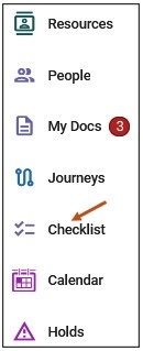 Screenshot of your navigation tool bar Checklist link.