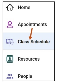Screenshot of Class Schedule link.