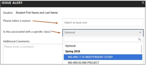 Screenshot of Isssue Alert Screen