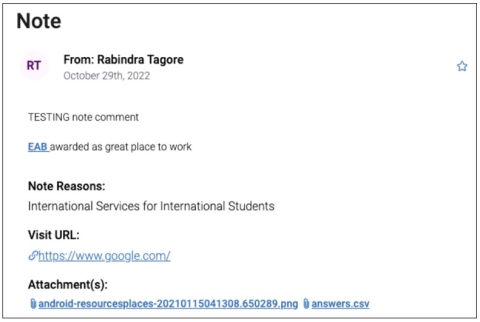 Screenshot of an example of a Note.