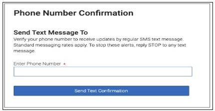 Phone number confirmations screen screenshot.