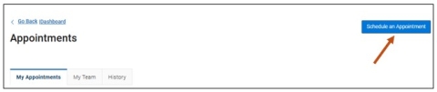 Screenshot of Schedule an Appointment button.
