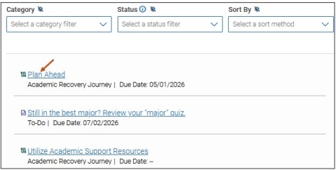 Screenshot of selecting a Checklist item. When you select a Checklist item, an Item page opens.