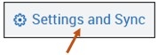 Screenshot of settings and sync button.
