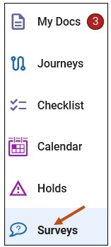Screenshot of your navigation tool bar Surveys link.