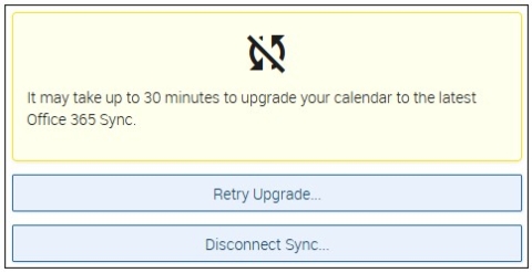 Screenshot of Your Microsoft Outlook 365 account is now synced to your Navigate account. It may take up to 30 minutes to upgrade your calendar to the latest Office 365 Sync.
