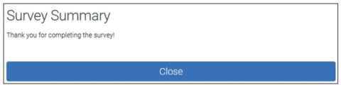 Screenshot of thank you for completing the survey message.