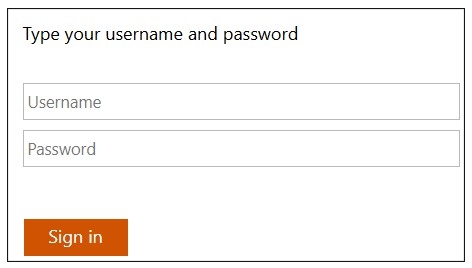 Screenshot of Login Screen Username and Password